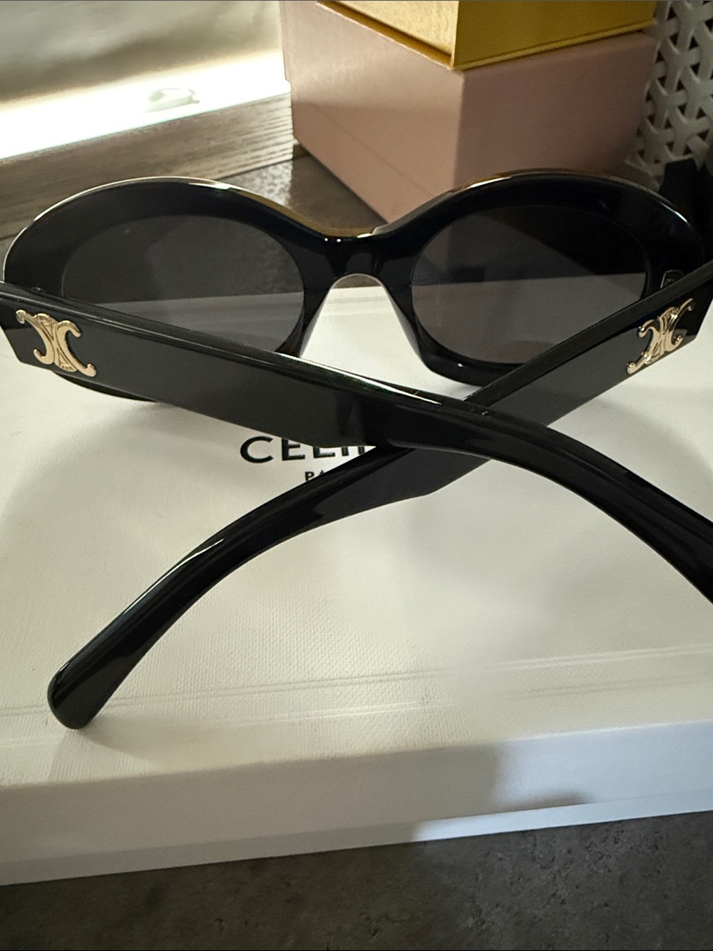 Celine Black Oval Sunglasses with Dark Lenses - Picture 2 of 8